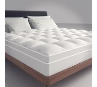 Zutan Mattress Pad, Cooling Cotton Pillow Top Cover Quilted Elastic Fitted Protector, Breathable Fluffy Soft Topper with 18-Inch-Deep Pocket, Twin, White