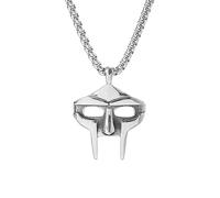 Zutena Spartan Metal Face Mask Pendant Necklace,Stainless Steel MF Doom Necklace,Cool Biker Punk Rapper Hip Hop Necklace with Chain for Men