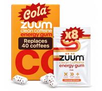 Zuum Caffeine Energy Chewing Gum Cola 30mg Sugar Free Vegan 8 Pack | Cola caffeine energy gum with guarana and B vitamins; sugar-free vegan xylitol chewing gum for focus and performance.