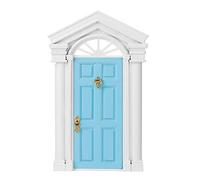 ZUUOZBYY 1:12 Dollhouse Miniature Little Mini Fairy Wood Birch Door Opening with Accessories (Blue)