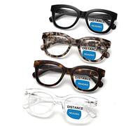 ZUVGEES 4-Pack Oversized Blue Light Blocking Reading Glasses Big Eyeglass Frames Large lens Computer Readers with Spring Hinges (Black+Leopard+Tortoiseshell+Transparent,2.50)