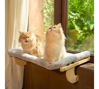 Zuvmi Oversized Cat Window Perch, 31.5 x 14.96 in, Cat Window Hammock with Plush Bolster for Large Felines and Multi Felines, Adjustable Cats Bed for Windowsill, Bedside, Cabinet & Drawer (Gray)