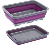 Zuvo 10L Collapsible Silicone Bucket With Handle And Lid For Cleaning Camping Travel Purple And Grey