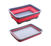 Zuvo 10L Collapsible Washing Up Bowl | Compact Dish Tub for Kitchen, Camping & Caravans | Durable Collapsible Laundry Basin - Red and Grey Space-Saving Design