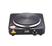 Zuvo 1500W Single Hot Plate - Portable Electric Hob with Adjustable Thermostat | Cast Iron Heating Ring | Single Electric Hob for Camping, Student, Caravan & Home (Black)