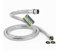 Zuvo 2m Extra Long Stainless Steel Shower Hose - Heavy-Duty High Pressure Anti-Kink Pipe with Brass Connectors & Leakproof Seals - Universal G1/2” Fit - Chrome Replacement Hose for Bathroom