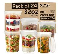 Zuvo 32oz Soup Containers with Leakproof Lids (24 Pack) - BPA-Free, Reusable Food Storage Containers for Meal Prep, Takeaway and Freezing
