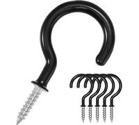 Zuvo 36 Pack Screw in Cup Hooks - Black Vinyl Coated Ceiling Hooks | Screw Hooks for Wood, Cupboard & Outdoor Use | Hanging Plants, Mugs & Lights