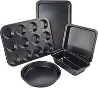 Zuvo 5 Piece Baking Set Non Stick Oven Safe Bakeware With Tray Muffin Tin Loaf Pan And Sheet