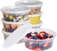 Zuvo 8Oz Plastic Food Containers With Lids (24 Pack), Bpa-Free, Leakproof, Reusable For Meal Prep & Storage