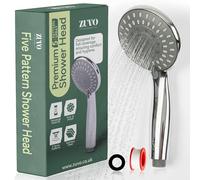 Zuvo Adjustable High Pressure Shower Head - Universal Handheld Showerhead with 5 Spray Modes - Powerful Chrome Replacement for Low Water Pressure - Durable ABS Body with Anti-Clog Nozzles