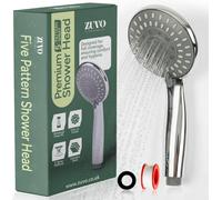Zuvo Adjustable High Pressure Shower Head Universal Handheld Showerhead With 5 Spray Modes Powerful Chrome Replacement For Low Pre