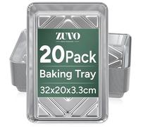 Zuvo Aluminium Foil Trays 20-Pack 32x20cm Disposable Tin for Roasting & BBQ