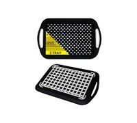 Zuvo Anti-Slip Serving Tray Set of 2 Black High-Grip Rubber Trays for Food, Dinner & Drinks