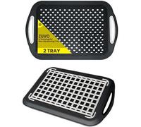 Zuvo Anti Slip Serving Tray Set Of 2 Grey Lightweight Bpa Free Plastic Trays With Handles