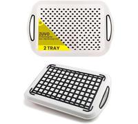 Zuvo Anti Slip Serving Tray Set Of 2 White Lightweight Bpa Free Plastic Trays With Handles