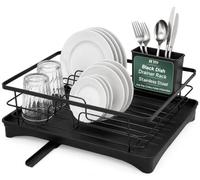 Zuvo - Dish Drainer Rack - Stainless Steel Dish Drying Rack with Cutlery Holder, Space-Saving Kitchen Counter Dish Rack with Drainage Spout, Rust-Resistant Plate & Cup Holder