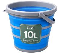 Zuvo Collapsible Bucket 10L, Silicone Foldable Bucket, Blue and Grey