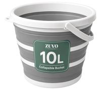 Zuvo Collapsible Bucket 10L, Silicone Foldable Bucket, White and Grey