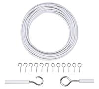 Zuvo Curtain Wire with Hooks and Eyes - Extra Strong 4 m Net Curtain Wire with 6 Hooks and Eyes - Perfect Curtain Wire Kit, White