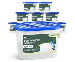 Zuvo Dehumidifier 500ml Pack of 10 | Disposable Moisture Absorber & Damp Trap for Home | Condensation Absorber for Wardrobe, Bathroom, Bedroom | Interior Dehumidifiers - No Electricity Needed