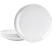 Zuvo Dinner Plates Set of 6 Inches White Porcelain Dessert Plates - Dishwasher and Microwave Safe Coupe Shape Plates Set