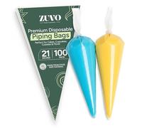 Zuvo Disposable Piping Bags (100 Pack - 21 Inches) | Thick Transparent Tipless Icing Bags | Non-Slip, Burst-Proof, Food-Grade Pastry Bags for Decorating Cakes, Cupcakes, Biscuits & Pastries