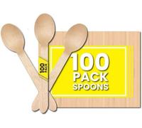 Zuvo Disposable Wooden Spoons Pack Of 100 Eco Friendly Biodegradable Birch Wood Cutlery For Dessert