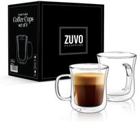 Zuvo Double Walled Glass Mugs Set Of 2 Insulated Coffee Cups For Hot And Cold Drinks