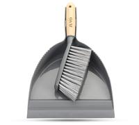 Zuvo Dustpan and Brush Set, Heavy Duty, Outdoor and Indoor Use, Grey