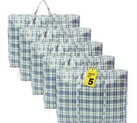 Zuvo Extra Large Laundry Storage Checkered Shopping Bags 5 Pack, (60 X50 X25 Cm) Strong And Durable