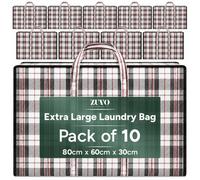 Zuvo Extra Large Strong Laundry And Storage Bag Waterproof With Zips (Pack Of 10)