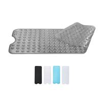 Zuvo Extra-Long Non-Slip Bath Mat (100 x 40 cm, Grey) - Anti-Mould, Machine-Washable Shower Mat with Powerful Suction - Ideal for Elderly Kids