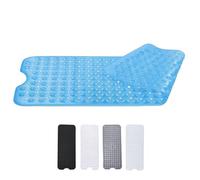Zuvo -Extra Long Bath Mat (100 X 40cm, Blue) - Shower Mat Non Slip Anti Mould, Machine Washable Rubber Shower Mat with Powerful Suction Cups for Kids and Elderly