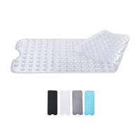 Zuvo -Extra Long Bath Mat (100 X 40cm, Clear) - Shower Mat Non Slip Anti Mould, Machine Washable Rubber Shower Mat with Powerful Suction Cups for Kids and Elderly