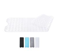 Zuvo -Extra Long Bath Mat (100 X 40cm, Solid White) - Shower Mat Non Slip Anti Mould, Machine Washable Rubber Shower Mat with Powerful Suction Cups for Kids and Elderly
