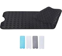 Zuvo Extra Long Bath Mat 100X40Cm Black Non Slip Shower Mat With Suction And Machine Washable