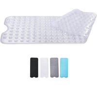 Zuvo Extra Long Bath Mat 100X40Cm Clear Non Slip Shower Mat With Suction And Machine Washable