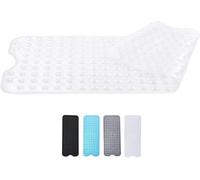 Zuvo Extra Long Bath Mat 100X40Cm Solid White Non Slip Shower Mat With Suction And Washable