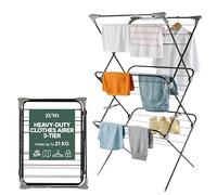 Zuvo Heavy Duty 3 Tier Clothes Airer Folding Drying Rack | Freestanding Laundry Stand for Home & Flat | Indoor Outdoor Space-Saving Clothes Horse for Towels, Delicates, Utility Room & Balcony