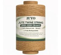 Zuvo Jute Twine 100m Brown String - Natural Garden Twine & Craft String for Plant Tying, Gift Wrapping, Floristry & DIY | 2mm 3-Ply Jute String | Strong Brown Twine