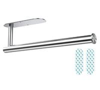 Zuvo Kitchen Roll Holder Under Cabinet - 30 cm Stainless Steel, Self-Adhesive or Screw Mount, Rustproof and Durable Solution for Paper Rolls, Silver