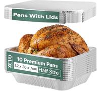 Zuvo Large Aluminium Foil Trays 32x26 cm, 10 Pack, with Lids