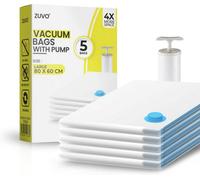 Zuvo Large Vacuum Storage Bags Pack Of 5 With Pump Heavy Duty Space Saver For Clothes And Bedding