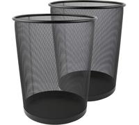 Zuvo Lightweight And Sturdy Circular Mesh Waste Bin - Pack Of 2, Metal Black, 19 X 24.5 X 26 Cm