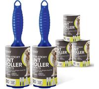 Zuvo Lint Roller - Extra Sticky Pet Hair Remover For Clothes, Carpets, And Furniture- 2 Handles 5 Refills For Lint And Dust Fluff