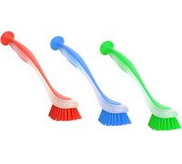 Zuvo Long Handled Dish Brush Pack Of 3 With Suction Cup And Durable Bristles For Kitchen Use