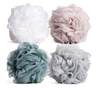 Zuvo Loofah Bath Sponge (Pack of 4) - Soft & Durable Shower Puffs for Deep Exfoliation - Unisex Body Scrubber, Eco-Friendly and Skin-Safe, Assorted Colours