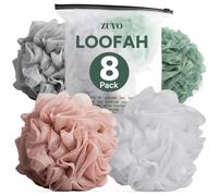 Zuvo Loofah Bath Sponge Pack of 8, Soft Shower Puff, Body Scrubber