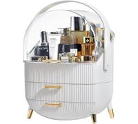 Zuvo Makeup Organiser With 2 Drawers White Durable Vanity Box For Skincare Perfumes And Accessories